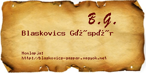 Blaskovics Gáspár névjegykártya